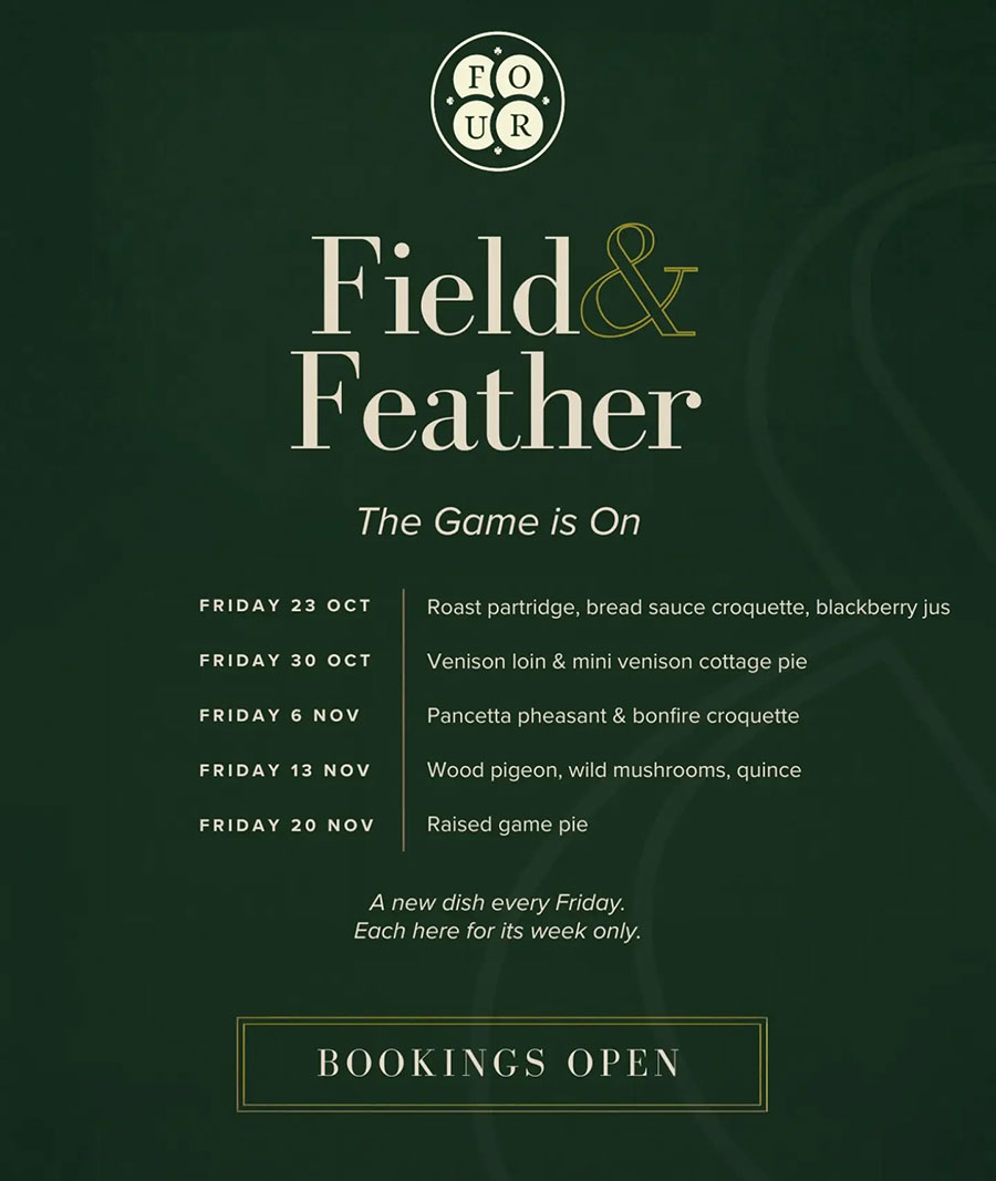 dates for the field and feather special menu