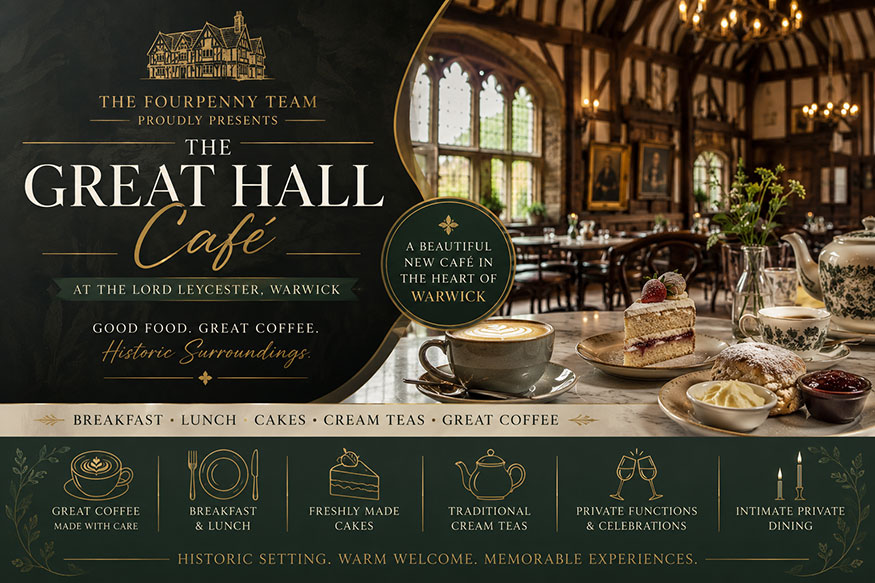 The Great Hall Café at The Lord Leycester in Warwick, serving breakfast, lunch, cakes, cream teas and coffee in historic surroundings The Great Hall Café at The Lord Leycester in Warwick, serving breakfast, lunch, cakes, cream teas and coffee in historic surroundings